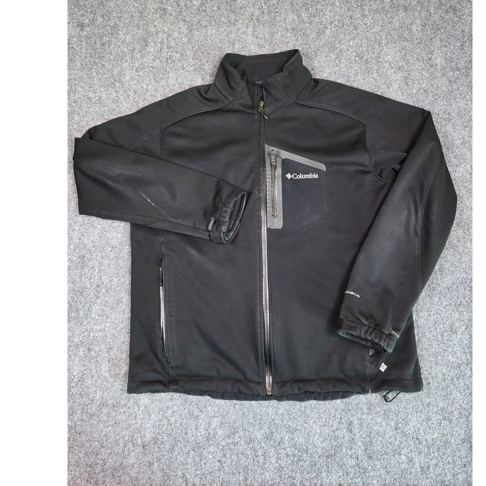 Columbia Softshell Jacket Mens XL Black Omni-Shield Full Zip Outdoor Coat